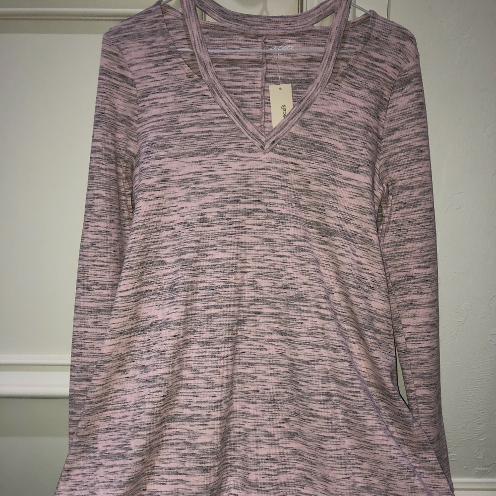 Long Sleeve Pink and Gray Dress